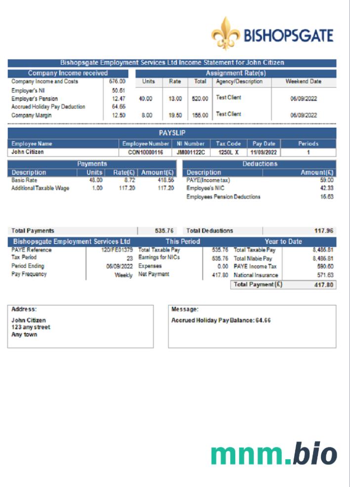United Kingdom Bishopsgate payroll services company